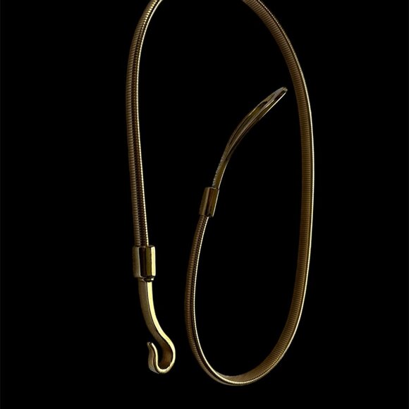 Vintage Gold brass Snake/Omega Loop Hook Buckle Women's Belt 1980-1990's - Picture 1 of 5